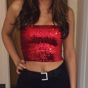 Sequin Red Tube Top